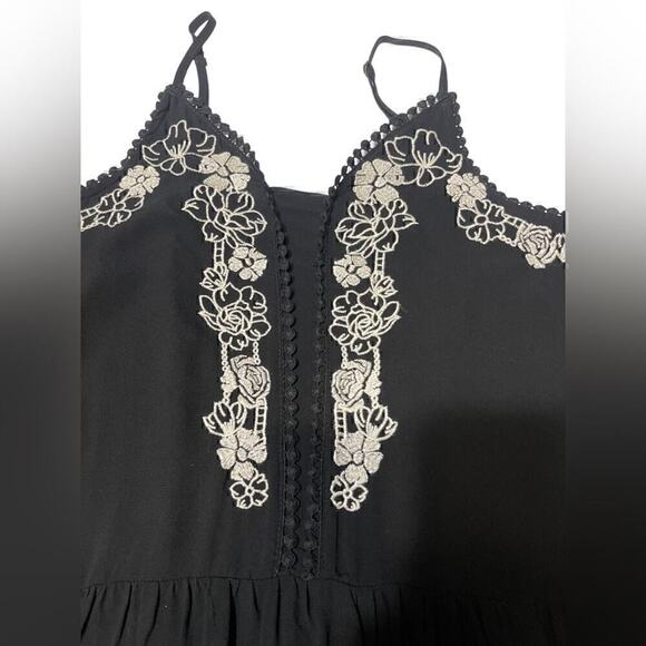 Anthro Love On A Hanger Floral Boho Chic Embroidered Peplum Cami Top Black Small - Picture 8 of 16
